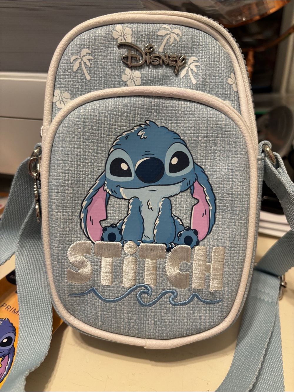 Disney Light Blue Stitch Crossbody Bag with Pink Ear Accents